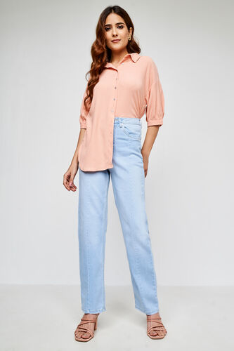 Peach Solid Straight Top, Peach, image 2